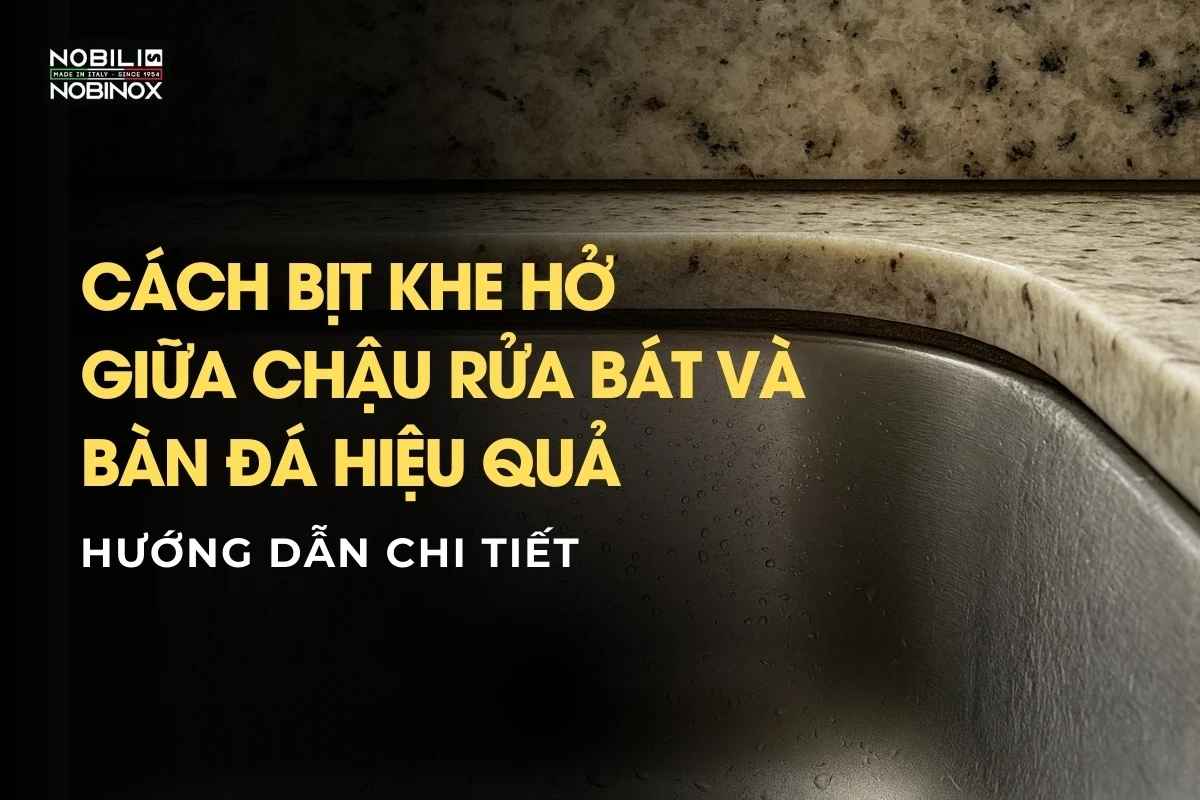 Cách bịt khe hở giữa chậu rửa bát và bàn đá hiệu quả