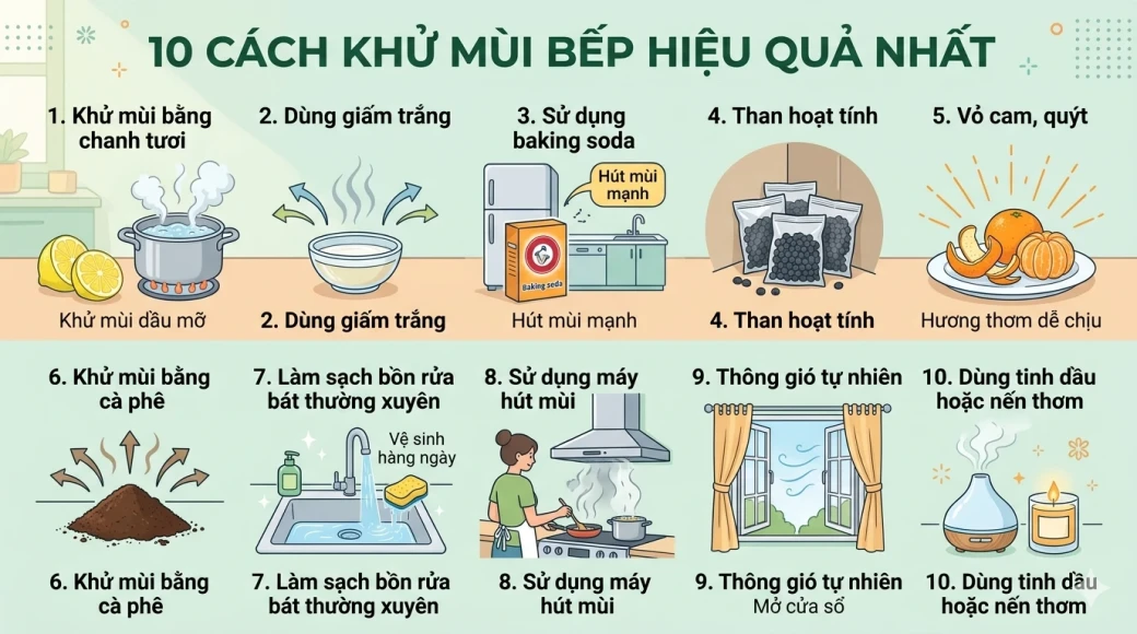 10 cách khử mùi bếp hiệu quả nhất