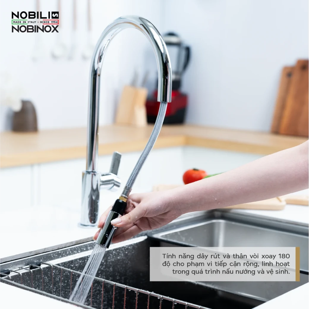 Điểm nổi bật vòi rửa bát dây rút NOBILI FLAG NB205