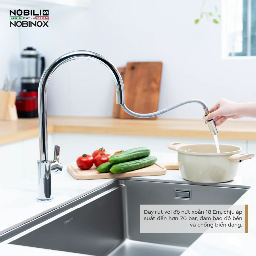 Điểm nổi bật vòi rửa bát dây rút NOBILI FLAG NB205