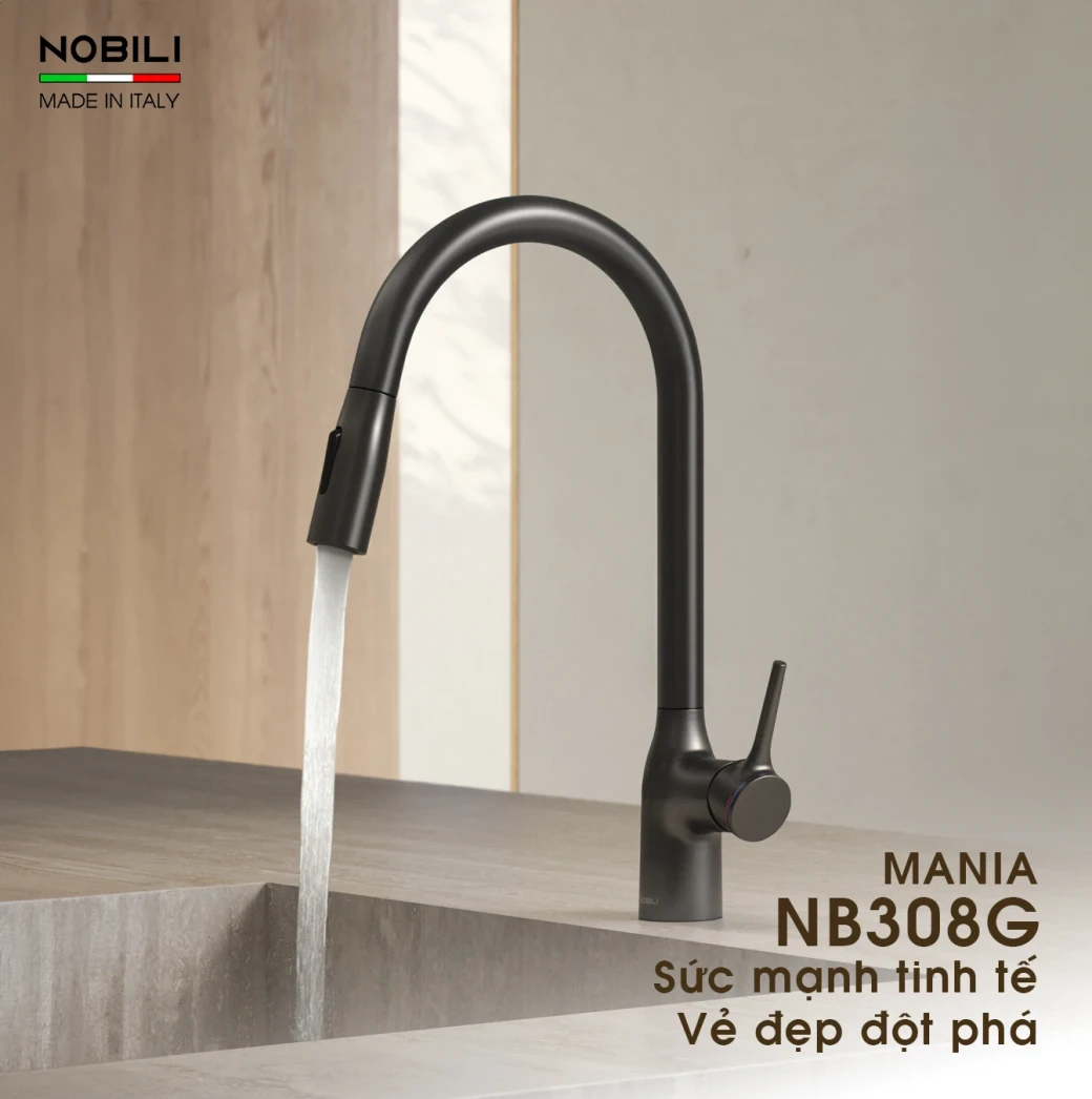 Thông tin sản phẩm vòi rửa bát dây rút NOBILI MANIA NB308G