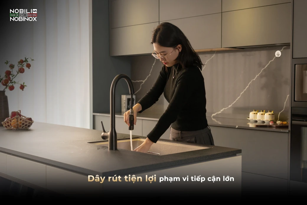 Điểm nổi bật của vòi rửa bát dây rút NOBILI MANIA NB308G