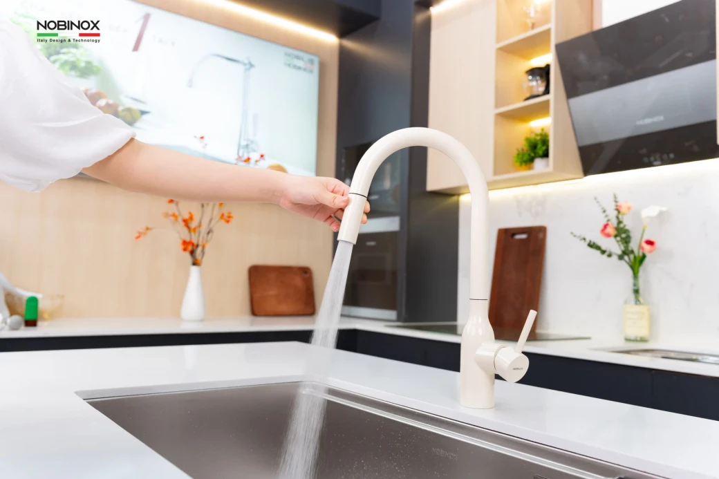 Vòi rửa bát dây rút NOBINOX AQUA NX661B