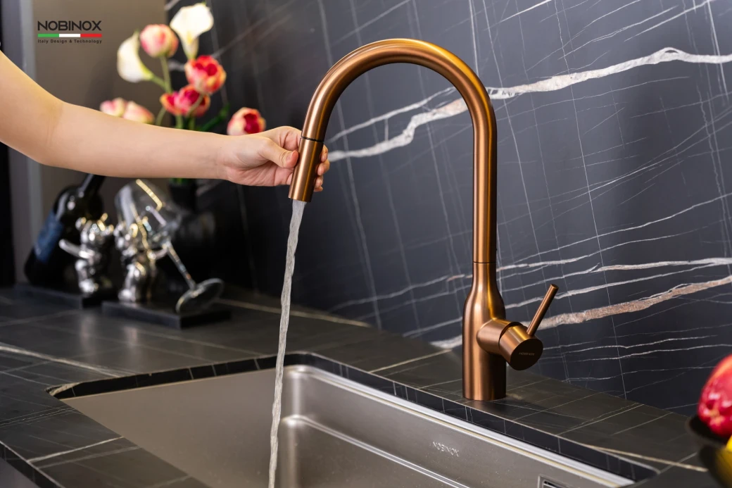 Vòi rửa bát dây rút NOBINOX AQUA NX662T