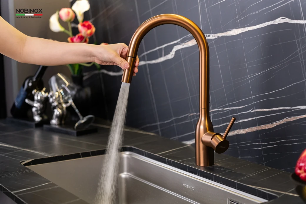 Vòi rửa bát dây rút NOBINOX AQUA NX662T