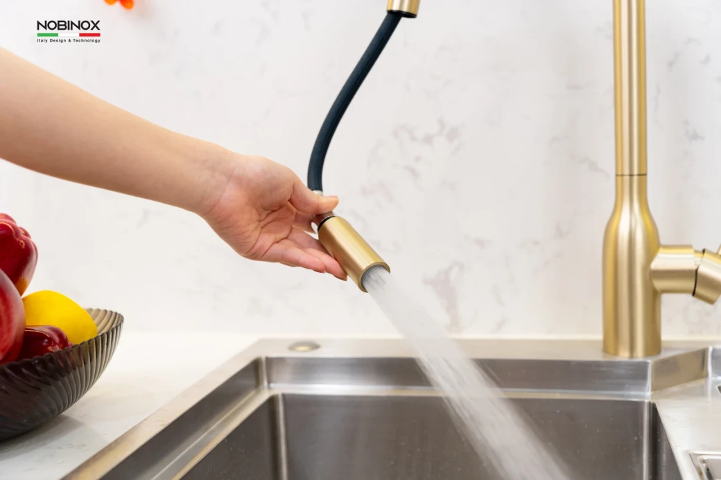 Vòi rửa bát dây rút NOBINOX AQUA NX663V