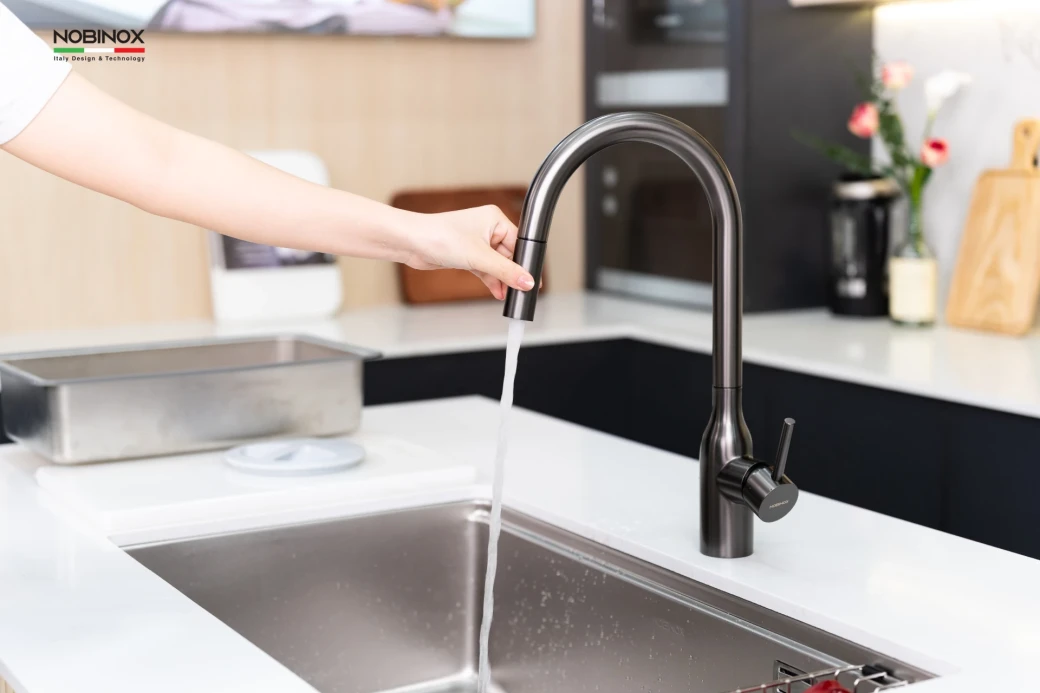 vòi rửa bát dây rút NOBINOX AQUA NX664D