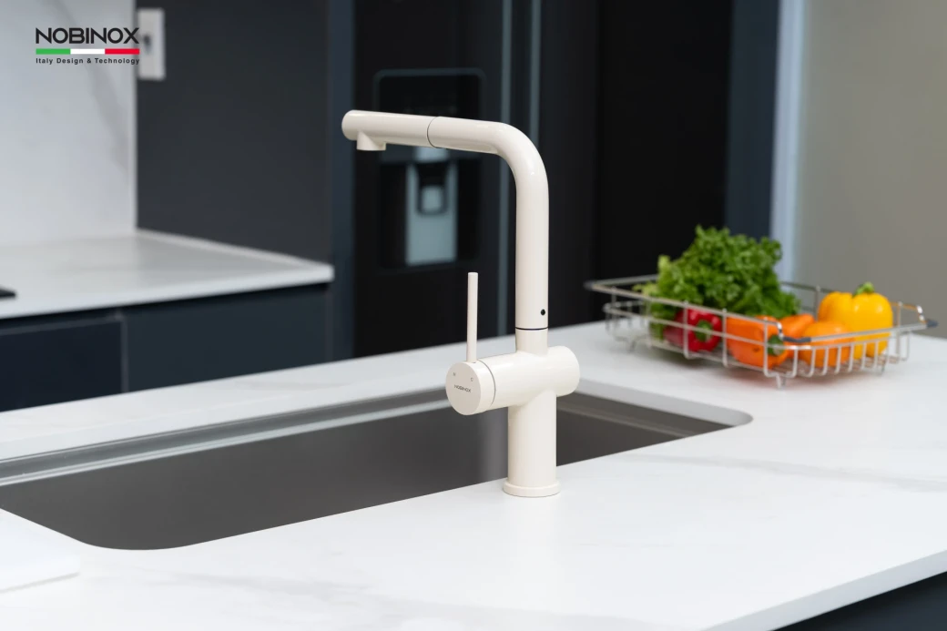 Vòi rửa bát dây rút Nobinox BIANCO NX602