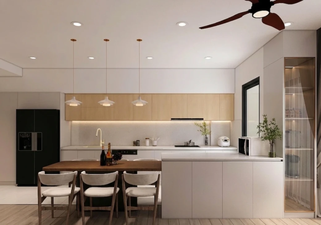 Vòi rửa bát NOBINOX AQUA NX661B màu be trong phong cách bếp Scandinavian