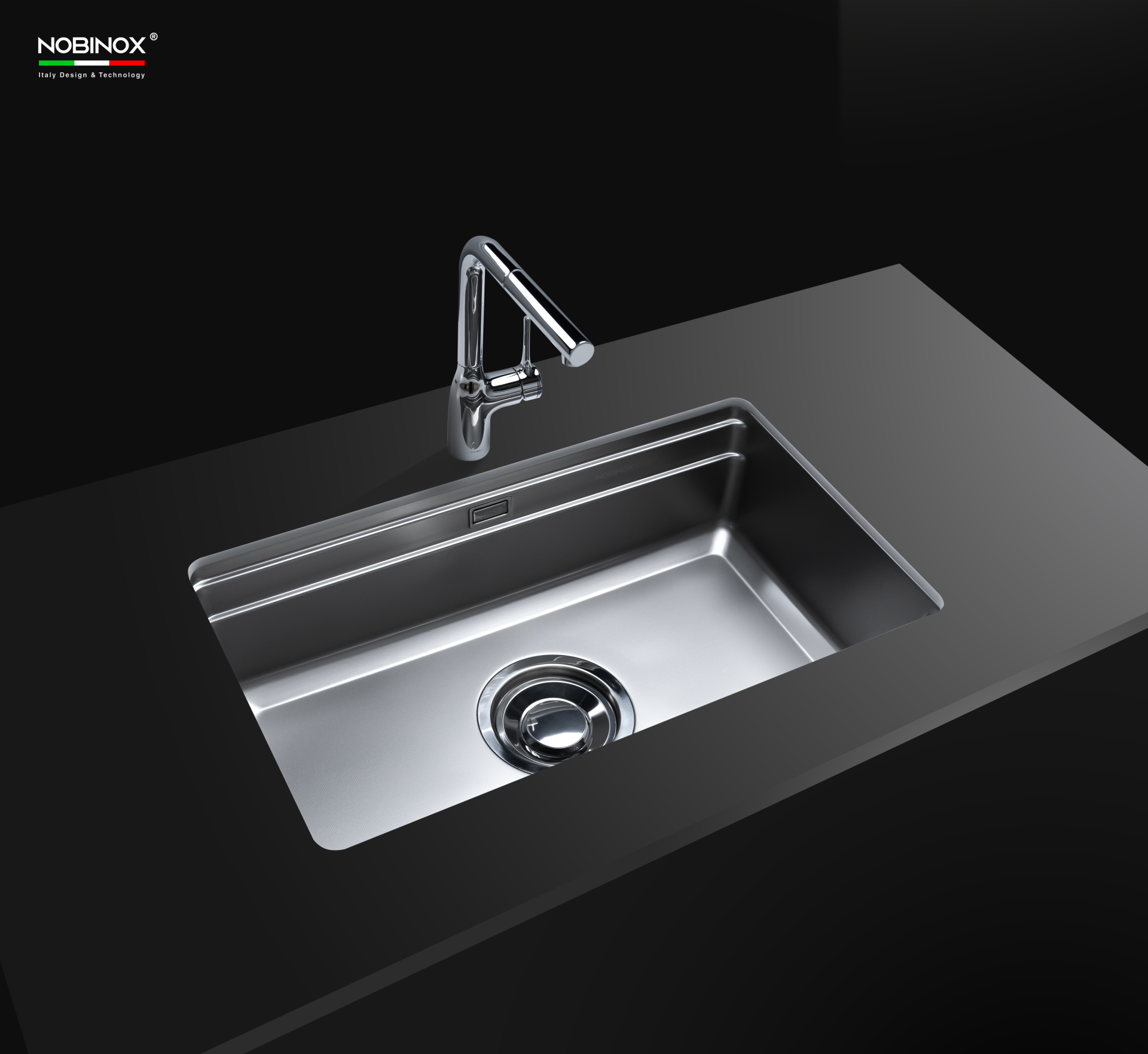 CHẬU RỬA BÁT 1 HỐ NOBINOX LIRA NJ562D - hover
