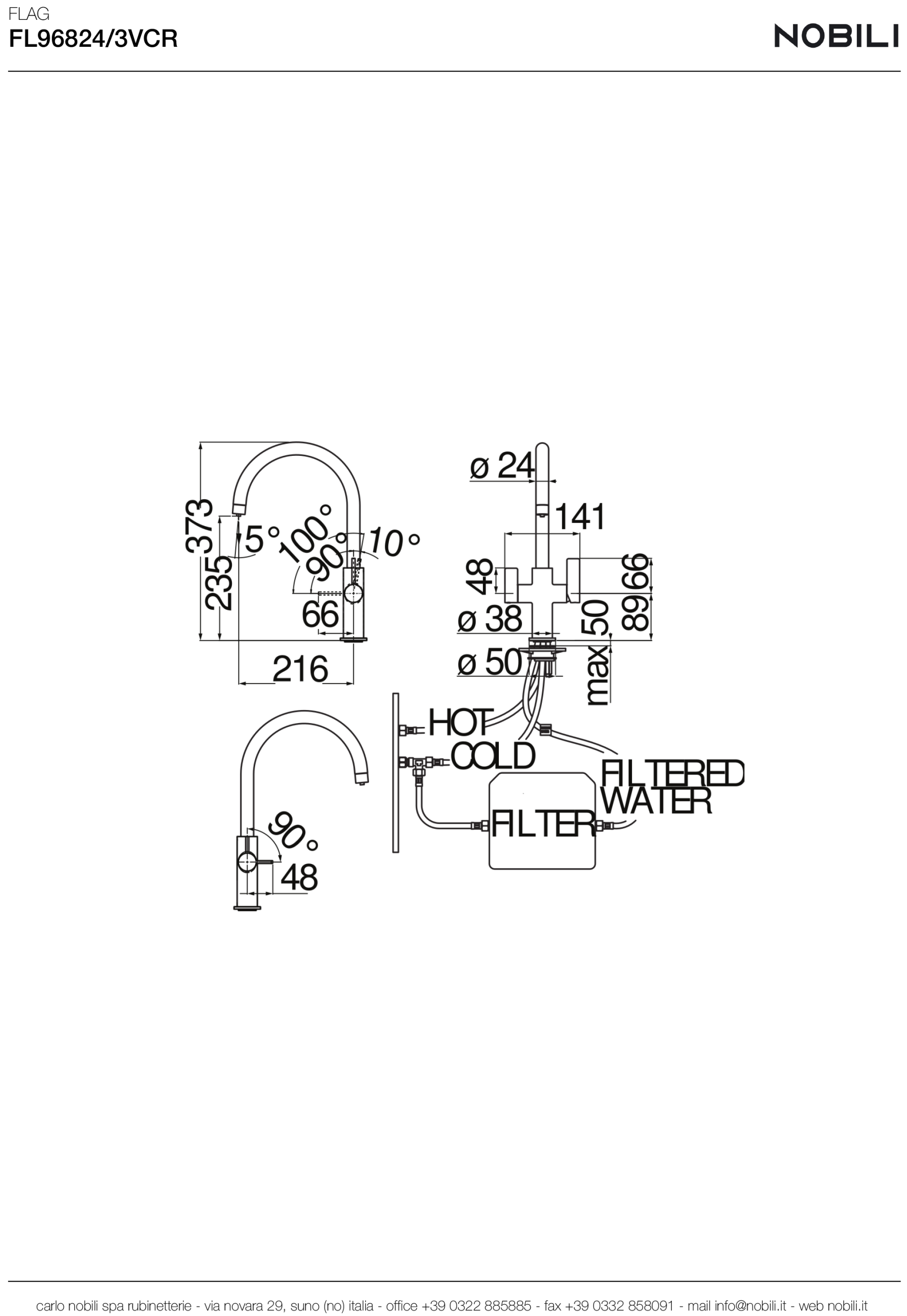 Ảnh VÒI RỬA BÁT 3 ĐƯỜNG NƯỚC NOBILI SORA NB164 25