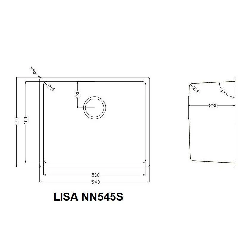 Ảnh CHẬU RỬA BÁT 1 HỐ NOBINOX LISA NN545S 10