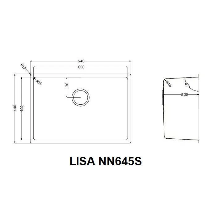 Ảnh CHẬU RỬA BÁT 1 HỐ NOBINOX LISA NN645S 10