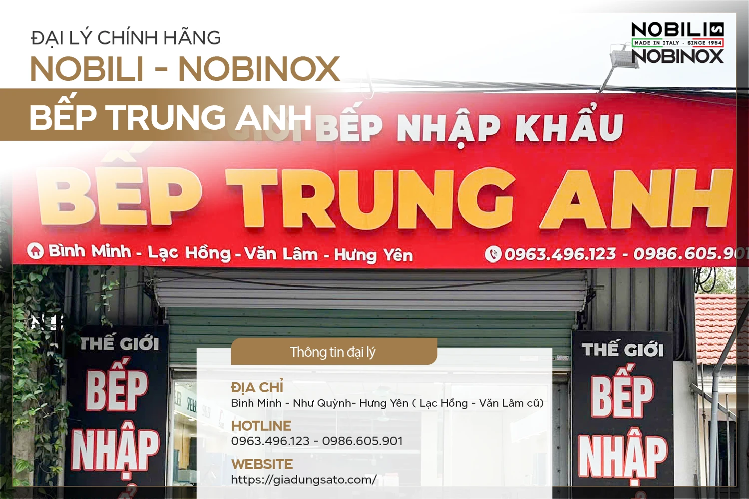 [ĐẠI LÝ HƯNG YÊN] Đại lý Nobili - Nobinox chính hãng: Bếp Trung Anh