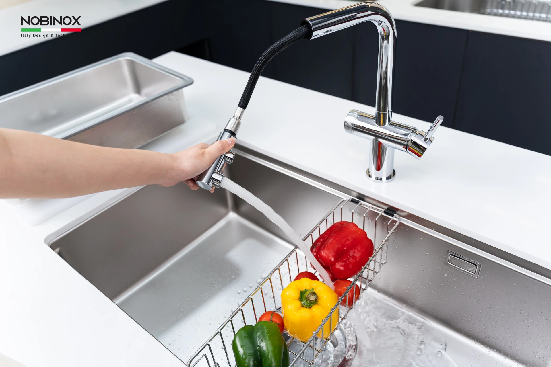 Ảnh VÒI RỬA BÁT DÂY RÚT 3 ĐƯỜNG NƯỚC NOBINOX MIRA NX333 6