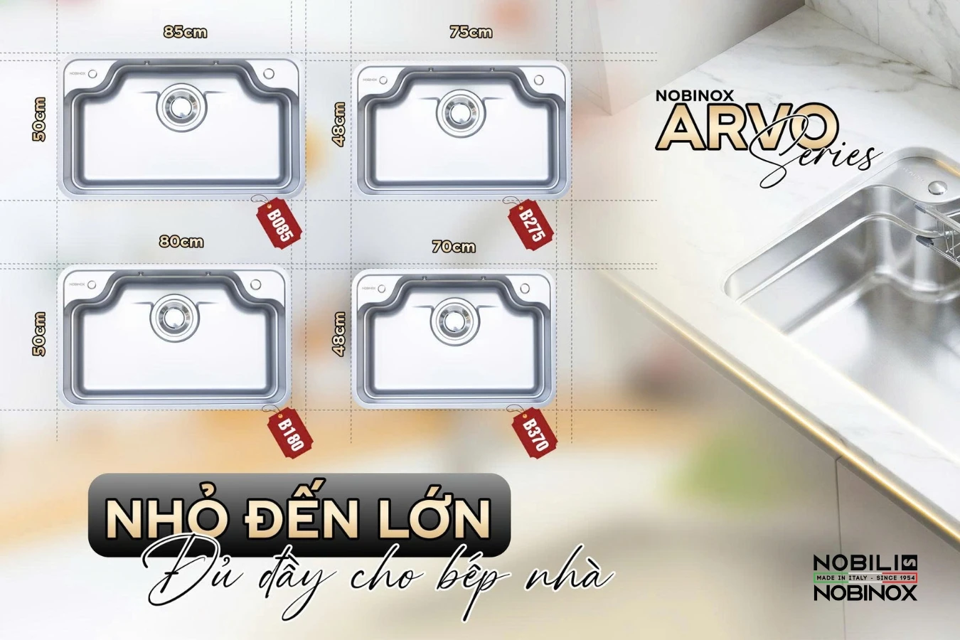 Ra mắt series chậu bếp arvo - Đồng bộ thiết kế, đa dạng kích thước
