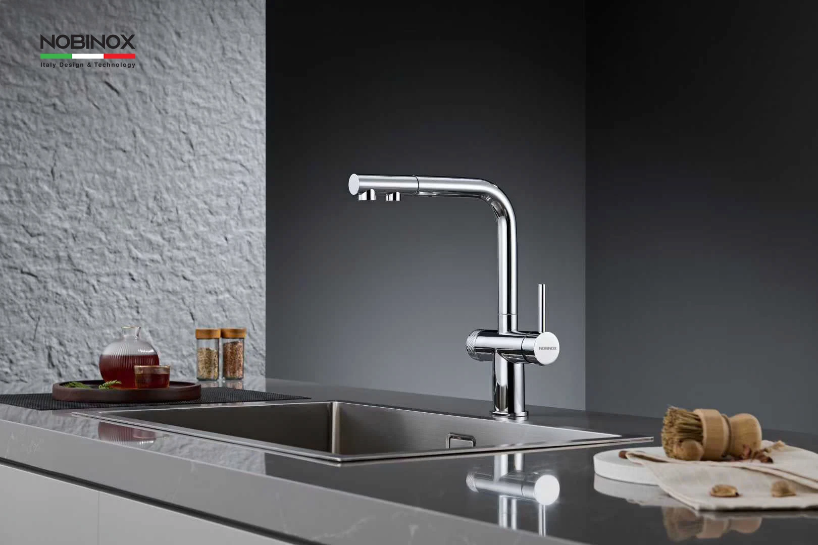 Ảnh VÒI RỬA BÁT DÂY RÚT 3 ĐƯỜNG NƯỚC NOBINOX MIRA NX333 7