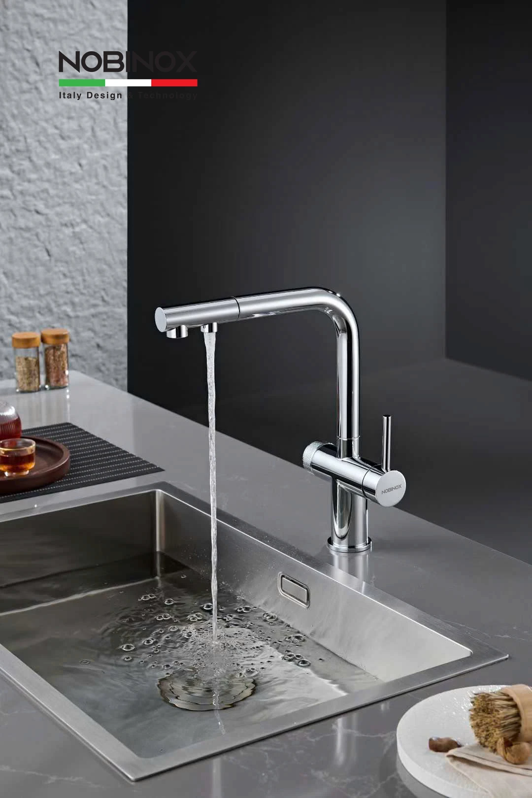 Ảnh VÒI RỬA BÁT DÂY RÚT 3 ĐƯỜNG NƯỚC NOBINOX MIRA NX333 8
