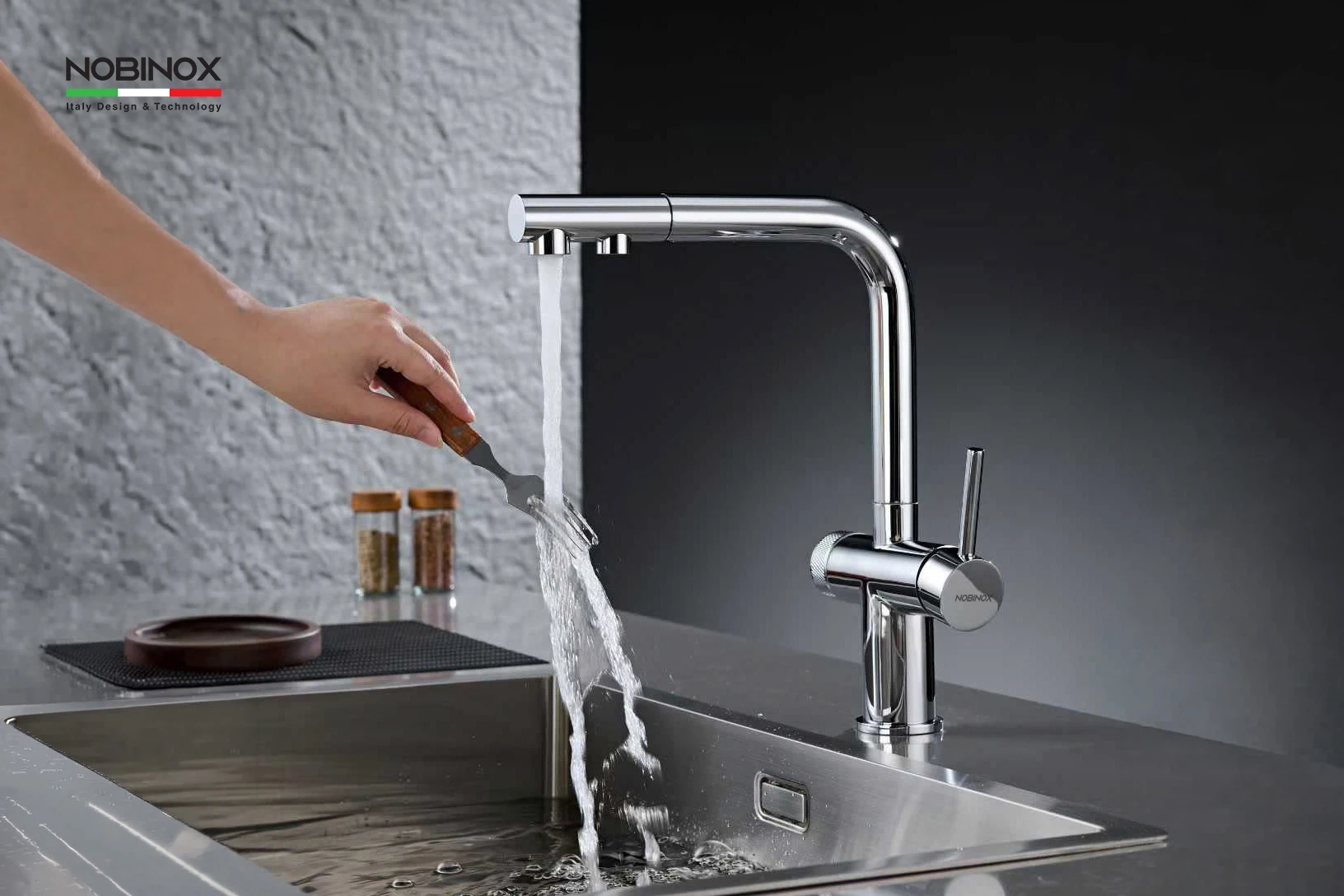 Ảnh VÒI RỬA BÁT DÂY RÚT 3 ĐƯỜNG NƯỚC NOBINOX MIRA NX333 11