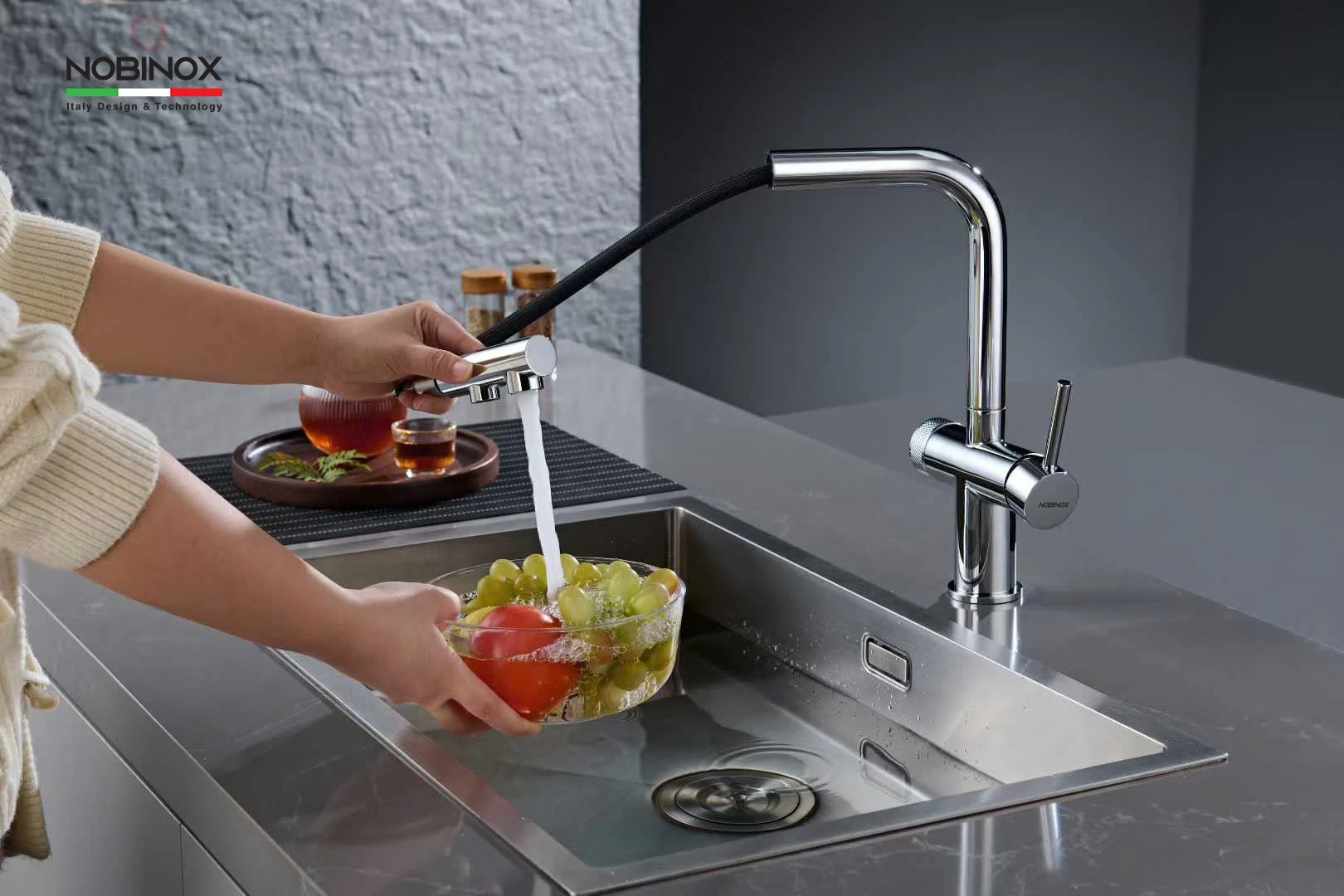 Ảnh VÒI RỬA BÁT DÂY RÚT 3 ĐƯỜNG NƯỚC NOBINOX MIRA NX333 10