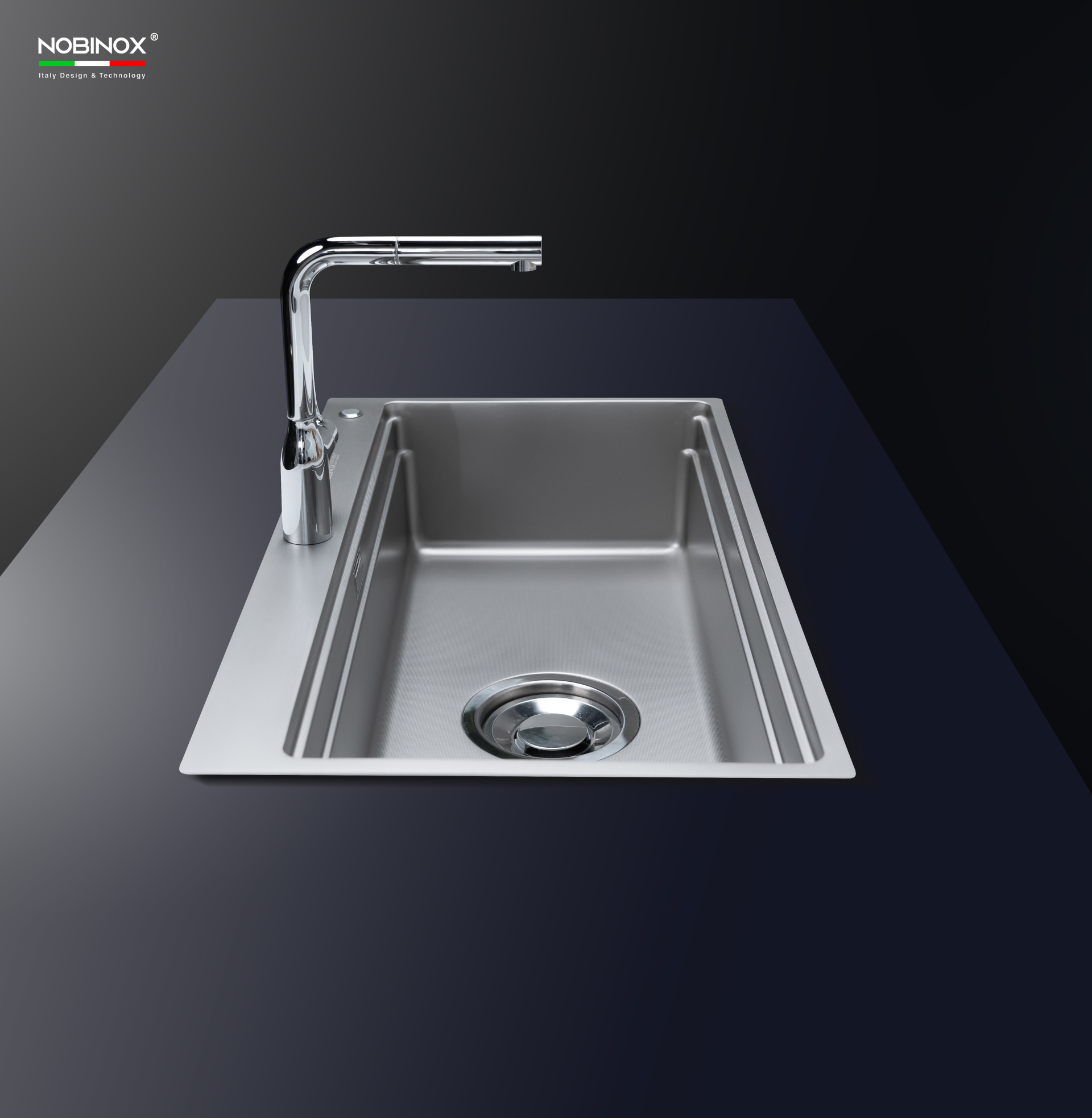 CHẬU RỬA BÁT 1 HỐ NOBINOX LIRA NJ564D - hover